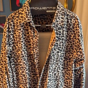 Leopard Print Button-Up Shirt Jacket (shacket)